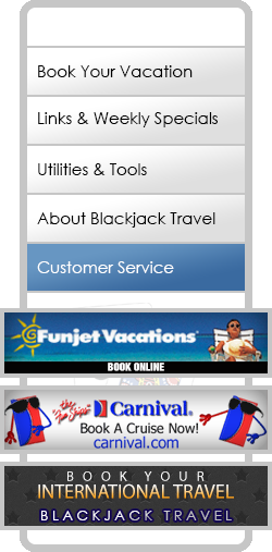BlackJack Travel Main Menu