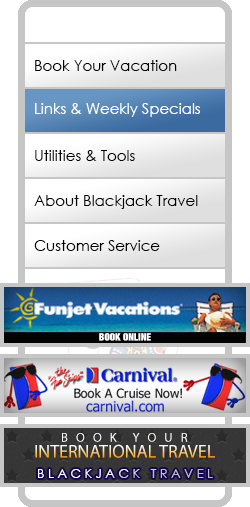 BlackJack Travel Main Menu