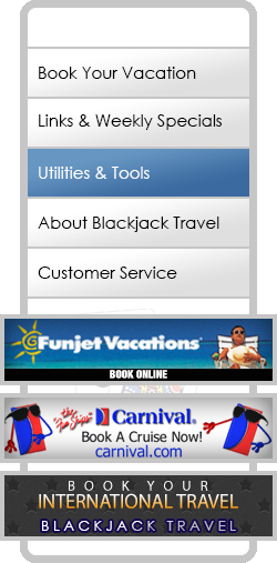 BlackJack Travel Main Menu